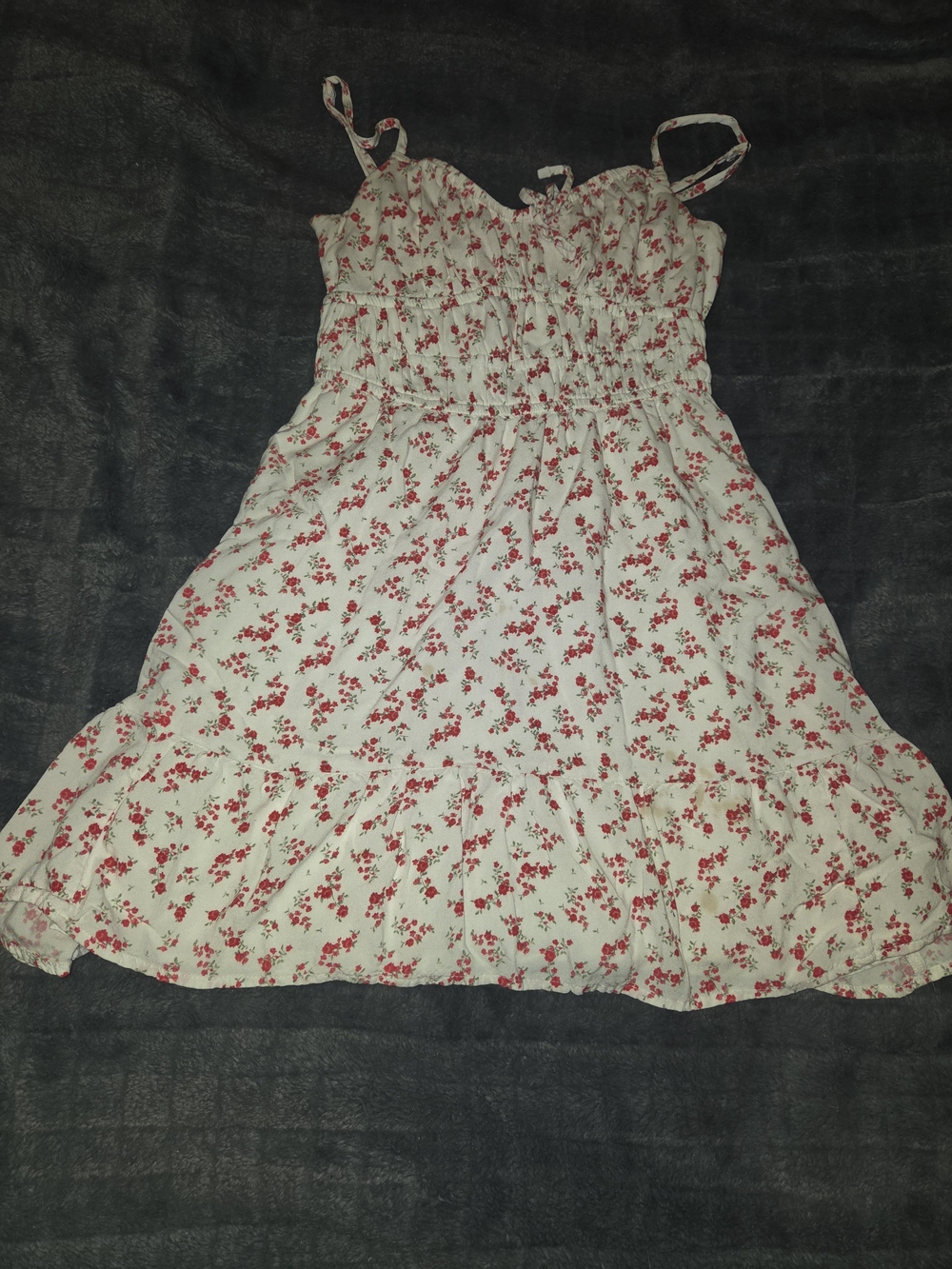 Hollister White Sundress with Red Floral Print